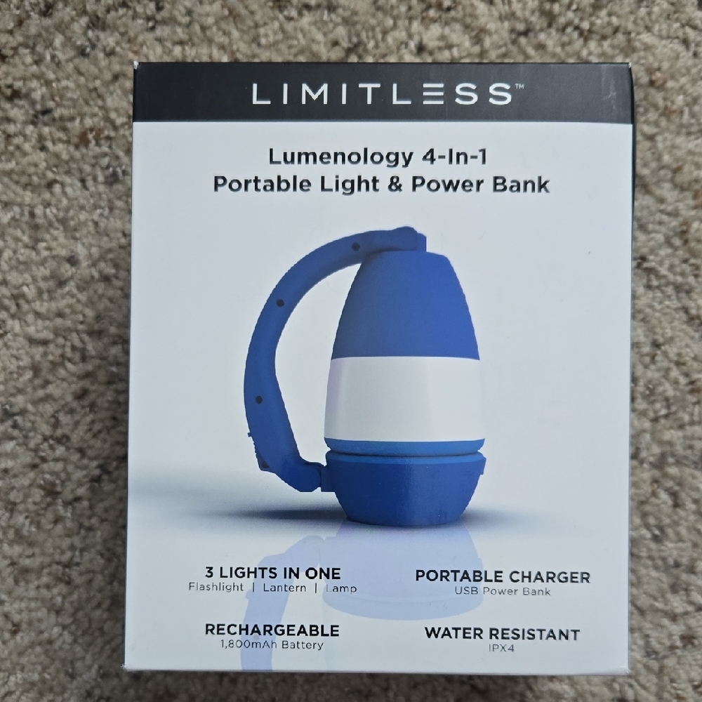 Blue and White Portable Light & Power Bank